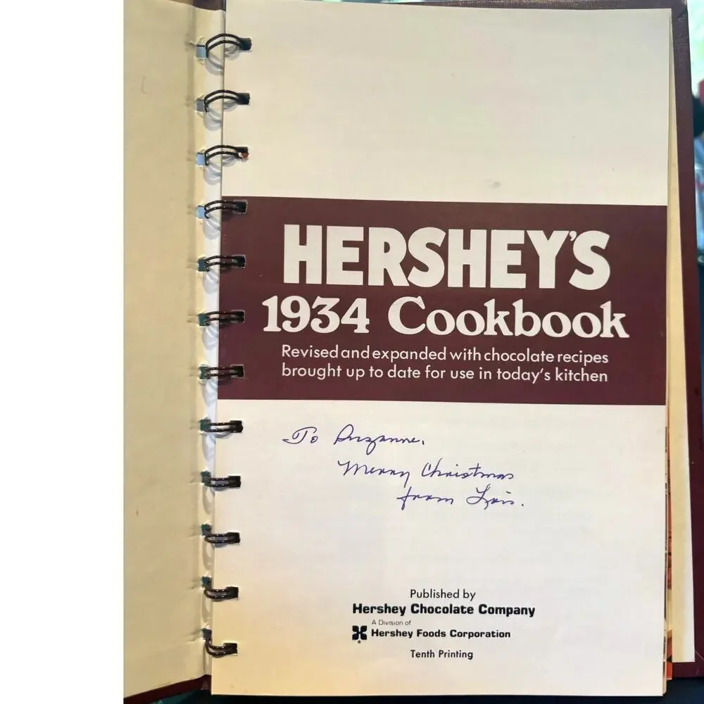 VTG 1971 Reproduction of Hershey's 1934 Cookbook, Hershey Foods, HC Spiral Bound